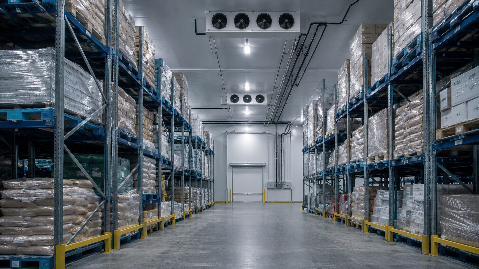 Industrial cold-storage warehouse refrigeration